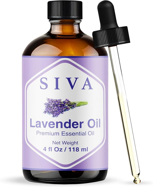 Siva Lavender Essential Oil - 4 Fl Oz – 100% Natural Lavender Oil - for Diffuser, Face, Skin Care, Aromatherapy, Hair Care, Scalp and Body Massage - with Dropper - Bloomnest