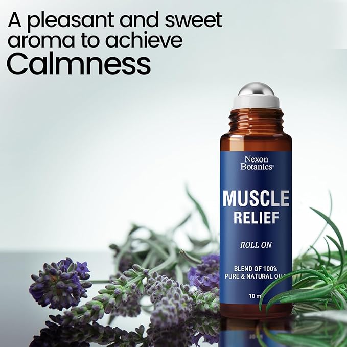Muscle Relief Essential Oil Roll-On 10 ml - Pure Natural Blend for Sore Muscles, Aches & Recovery - Easy Roller for Athletes & Active Lifestyles - Nexon Botanics NexonBotanics