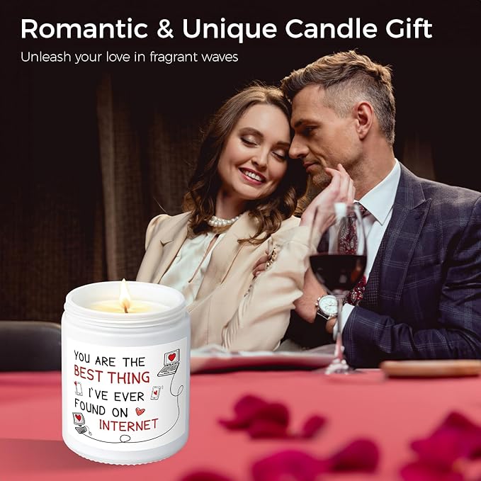 MOASITN Candles for Women Men, Valentines Day, Birthday, Anniversary Romantic & Funny Candle for Girlfriend, Boyfriend, Wife, Friends, Best Thing I Found on The Internet Scented Candles for Her Him - Bloomnest