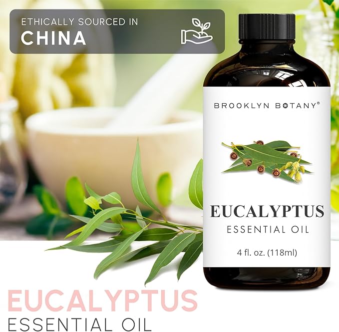 Brooklyn Botany Eucalyptus Essential Oil - Huge 4 Fl Oz - 100% Pure and Natural - Premium Grade with Dropper - for Aromatherapy and Diffuser - Bloomnest
