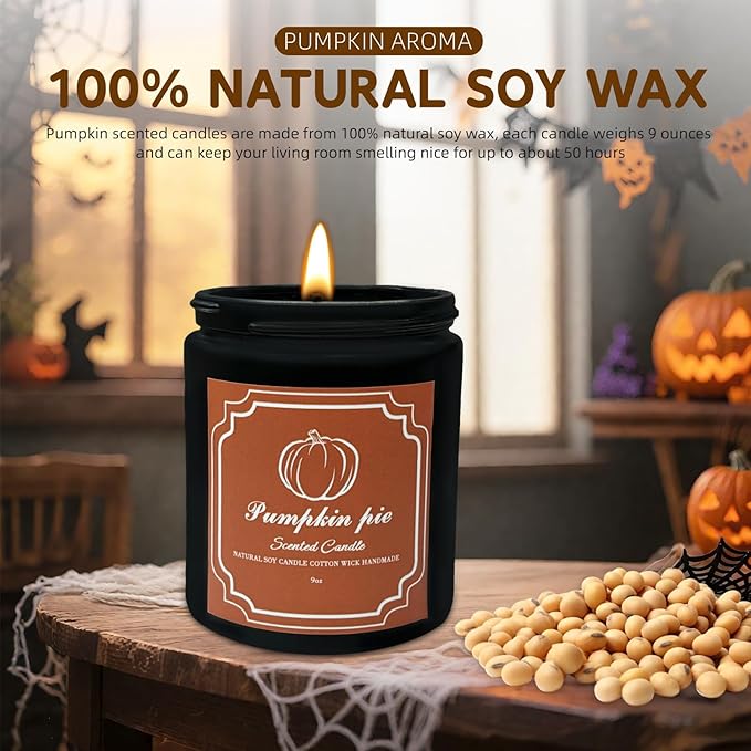 Panoata Pumpkin Pie Candle – 7oz Soy Wax Scented Candle with Cozy Fall Spice Aroma, Hand-Poured Jar Candle for Autumn Ambience & Seasonal Home Decor - Bloomnest