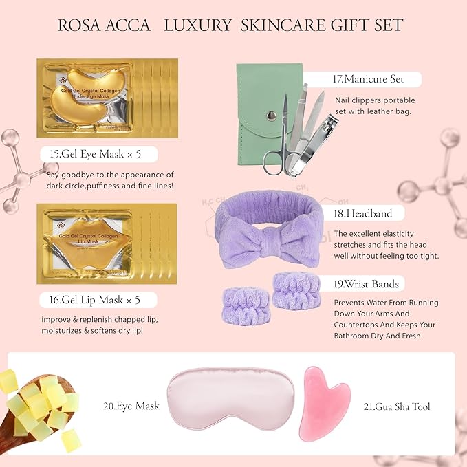 42 Pcs Valentines Day Gifts for Women, Super Fruit Bath and Body Spa Set, Facial Skin Care Kit, Self-Care Gifts Set, Lip Gloss, Face Sheet Mask, Serum, Birthday, Christmas, Present, Anniversary