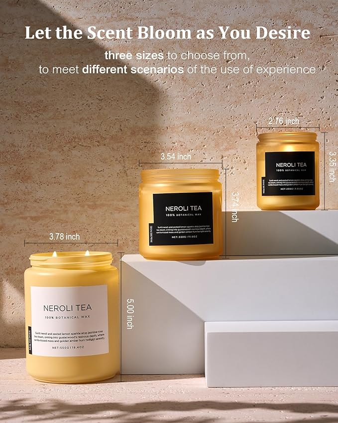 M&SENSE Neroli Tea Scented Candle, 19.4oz 110 Hours Long Lasting Burn 2 Wick Non Toxic Natural Soy Wax Candle for Women, Slow Burning Home Fragrance Gifts for Stress Relief & Relaxing - Bloomnest