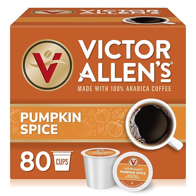 Victor Allen's Coffee Pumpkin Spice Flavored, Medium Roast, 80 Count, Single Serve Coffee Pods for Keurig K-Cup Brewers - Bloomnest