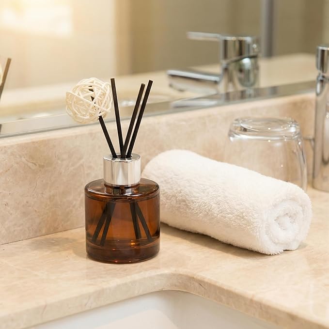 2PCS 50ml/1.6oz Glass Diffuser Bottles, Amber & Brown, Aromatherapy Storage Containers, Fragrance Accessories, DIY Replacement Diffuser Sticks, Home Decor Bloomnest