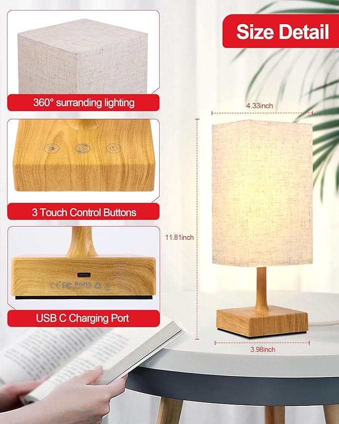 Red Light Night Light Lamp for Sleep, 670nm Red Nightlight Desk Lamp for Bedroom with Multi-Color and Brightness Options Remote Control USB Charging Elegant Design - Bloomnest