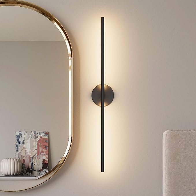Modern Wall Sconce for Bathroom & Bedroom - 33In Black Vanity Light Fixture - 3000K Warm Light - 360 Rotate Over Mirror - Bloomnest