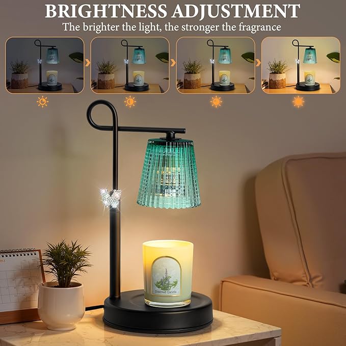 Candle Warmer Lamp with Timer Dimmer, Adjustable Height Wax Warmer Lamp for Jar Candle, Wax Melter House Warming Gifts New Home Décor, Birthday Gifts for Women Mom (Gold - Butterfly) - Bloomnest