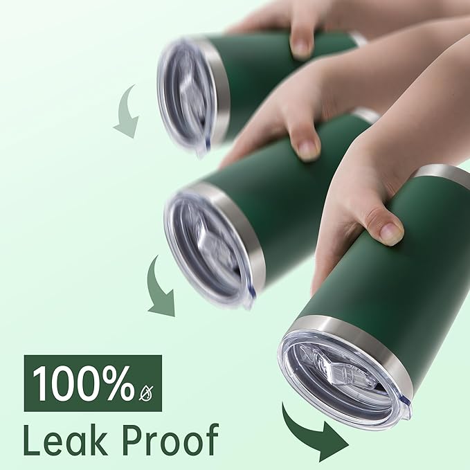 20 oz Tumblers Bulk Stainless Steel Tumbler with Lid Double Wall Vacuum Insulated Coffee Mug 20oz Powder Coated Cup for Hot and Cold Drinks, Dark Green, 12 pack - Bloomnest