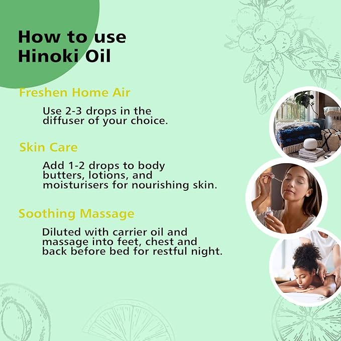 Hinoki Essential Oil 1 Oz – 100% Pure Natural Hinoki Oil for Diffuser, Skin, Hair, Massage & DIY, Refreshing Woodsy Aroma - Bloomnest