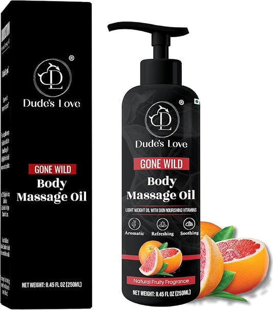 Organic - Grapefruit Full Edible Body Massage Oil - Refreshing, Calming | No Stain & Non-Sticky | with Fractionated Coconut Oil, Grapefruit & Lime Oil - 8.45 Fl Oz - Bloomnest