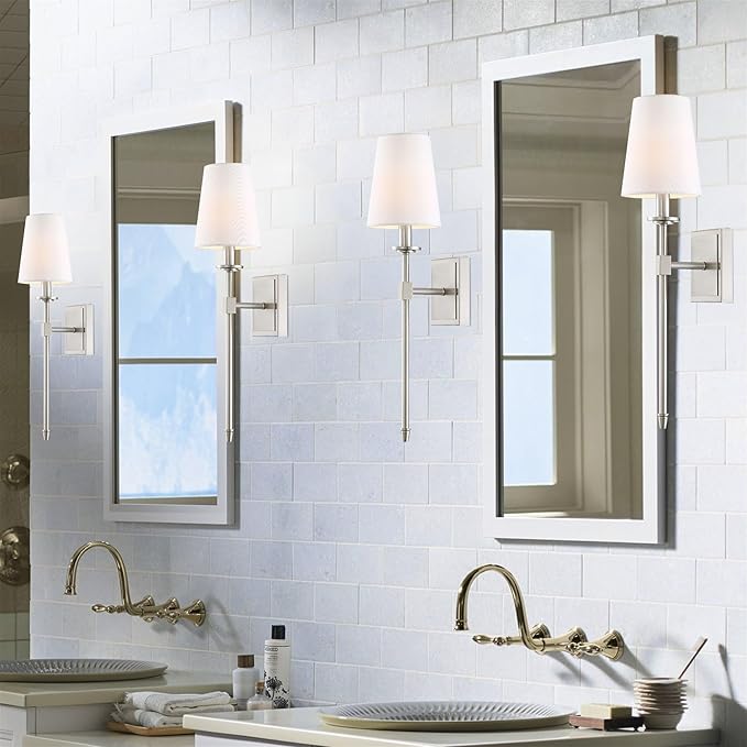 Kira Home Torche 20" Wall Sconce/Wall Light + Linen Shade, Brushed Nickel Finish - Bloomnest