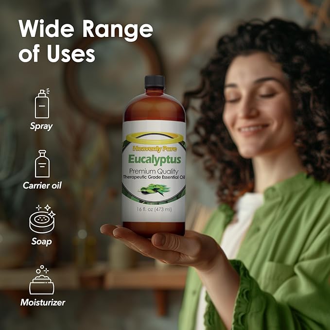 Eucalyptus Essential Oil 16 oz Large Bottle for Spray, Diffuser, Humidifier - 473 ml - Bloomnest