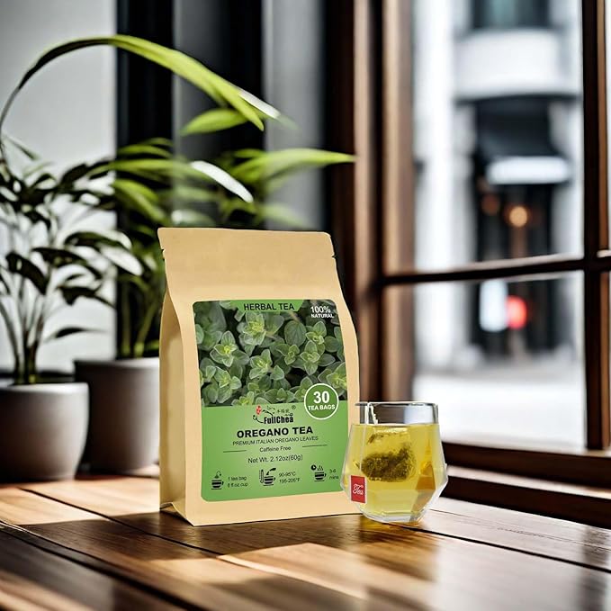 FullChea - Oregano Tea Bags, 30 Teabags, 2g/Bag - Premium Oregano Leaves - Non-GMO - Caffeine-Free - Support Digestion & Boost Immunity - Bloomnest