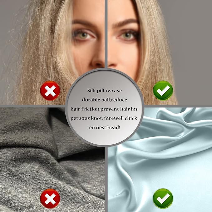 Mulberry Silk Pillowcase for Hair and Skin Queen Size 20"X 30" Pillow Case with Hidden Zipper Soft Breathable Smooth Cooling Silk Pillow Covers for Sleeping (Haze Blue,Queen,1Pcs) - Bloomnest