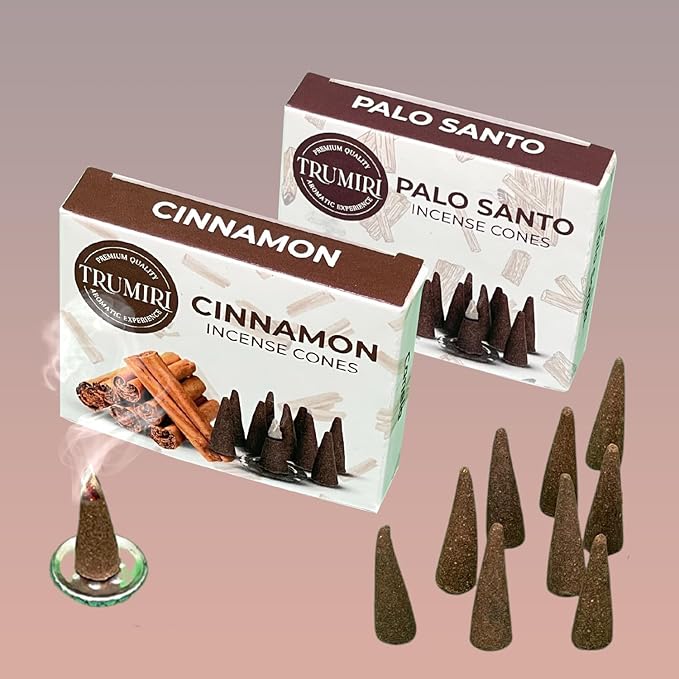 Palo Santo & Cinnamon Incense Cone Combo Pack - 10 Each TRUMIRI