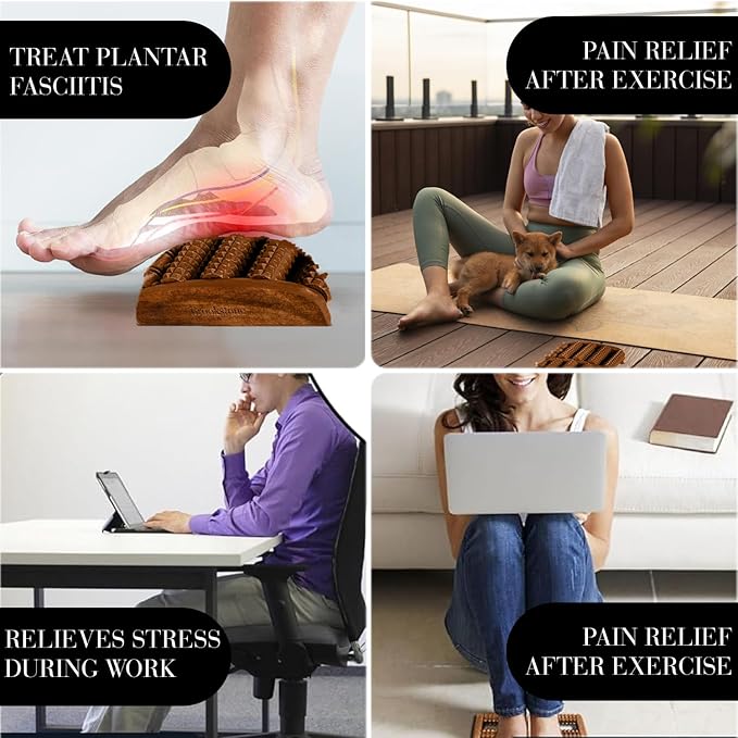 Brookstone Foot Roller Massager for Plantar Fasciitis Relief - Wooden Massage Roller for Foot Health - Stimulate Reflexes & Relieve Stress - Ideal Gift for Mom, Dad, Elderly - Bloomnest