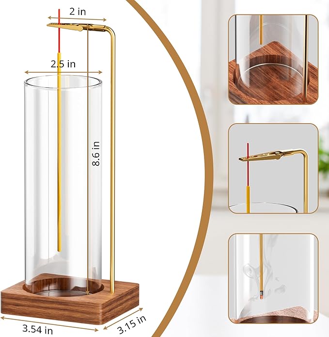 Incense Holder for Sticks, Insence-Stick Holder, Anti-Ash Flying No Mess Incense Burner, Incense Stick Holder with Glass Ash Catcher, for Yoga Spa Meditation Home Decor(1 Pack) - Bloomnest