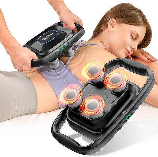 BOB AND BRAD A1 4-Head Massage Gun Deep Tissue, FSA Eligible/HSA Eligible, 4X Pain Relief Efficiency, Replaceable Massager Heads & Plate, Electric Percussion Massage Gun Tool for Back, Leg, Muscle - Bloomnest
