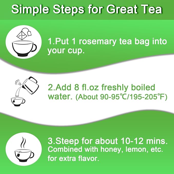FullChea - Rosemary Tea Bags, 36 Teabags, 1.5g/bag - Premium Dried Rosemary Leaves - Cultivated From Egypt - Non-GMO - Caffeine-free - Distinct Flavor & Support Digestion - Bloomnest
