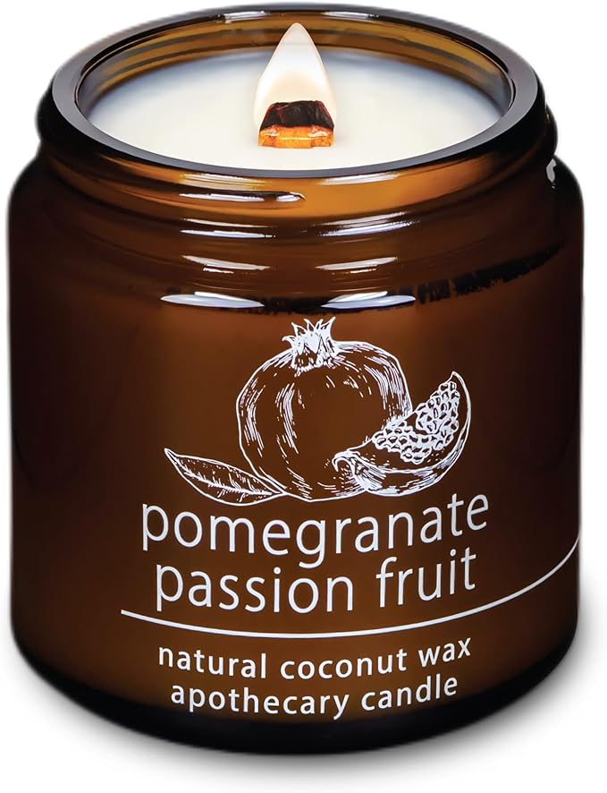 Hemlock Park Crackling Wood Wick Candle Handcrafted with Natural Coconut Wax (Small 4 oz, Pomegranate Passion Fruit) - Bloomnest