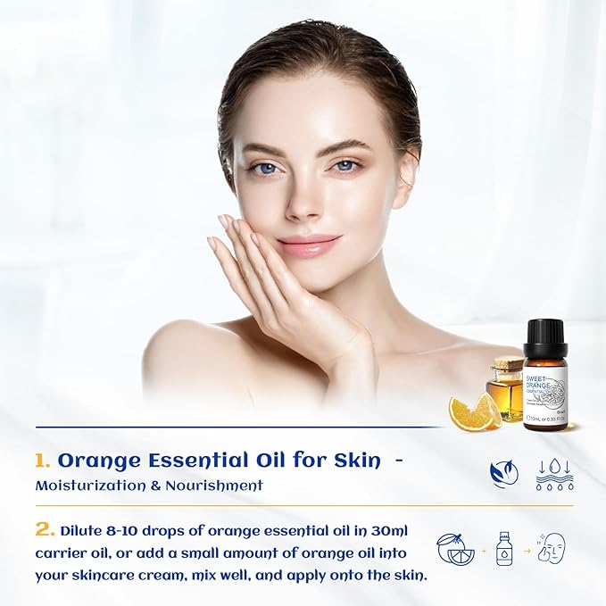 HIQILI Sweet Orange Essential Oil,100% Pure Natural for Diffuser, Aromatherapy-10ml - Bloomnest