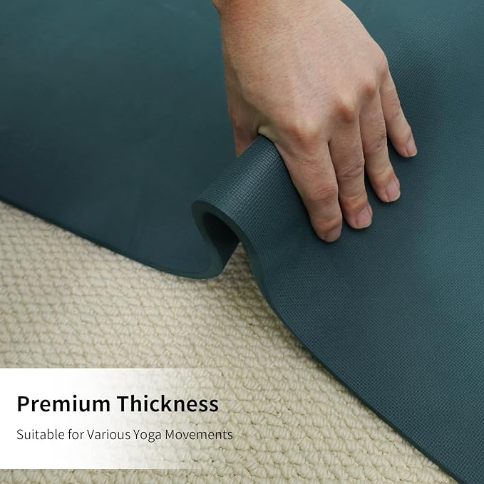 HAHE Yoga Mat Thick (8MM,1/3"), Eco-Friendly POE Non Slip Yoga Mat, High Rebound & Shock Absorption, Anti-Tear & Sweat-Resistant for Yoga, Fitness, Home, Workouts, Large Pilates Mats 72"x24" with Carrying Strap - Bloomnest
