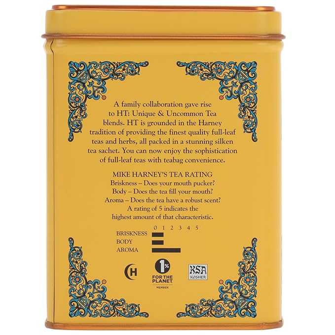 Harney & Sons Master Yellow & Blue Tea Tin - Herbal Blend of Chamomile, Lavender, and Cornflowers - 1.4 Oz, 20 Count - Bloomnest