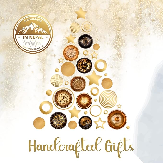 Tibetan Singing Bowl Set by Ohm Store — Hand Hammered Lingam Meditation Sound Bowl — Yoga, Chakra Balancing, Mindfulness, Stress and Anxiety Relief