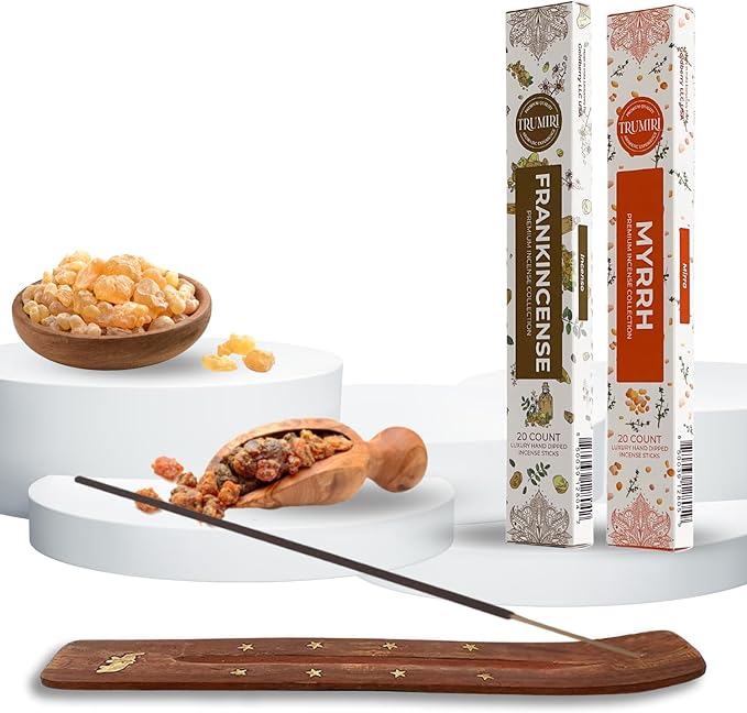 Trumiri Incense Sticks - Combo Pack of 40 Insence-Sticks - 20 Frankincense and 20 Myrrh - Insense - Insents - Incents - Inscense - Incence - Incienso - All Natural Non Toxic Incense Sticks