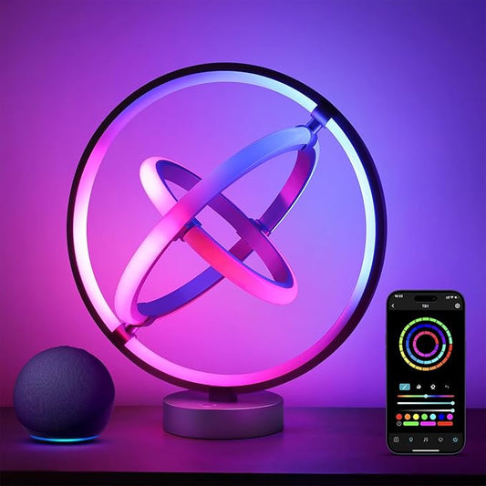 Lepro TB1 AI Smart Table Lamp, RGB+IC Addressable Color Changing Desk Light Alexa Google Home Enable, Music Sync, DIY Endless Scenes, APP Control Cool LED Lamp for Room Decor Ambient Lighting, 2.4 GHz - Bloomnest