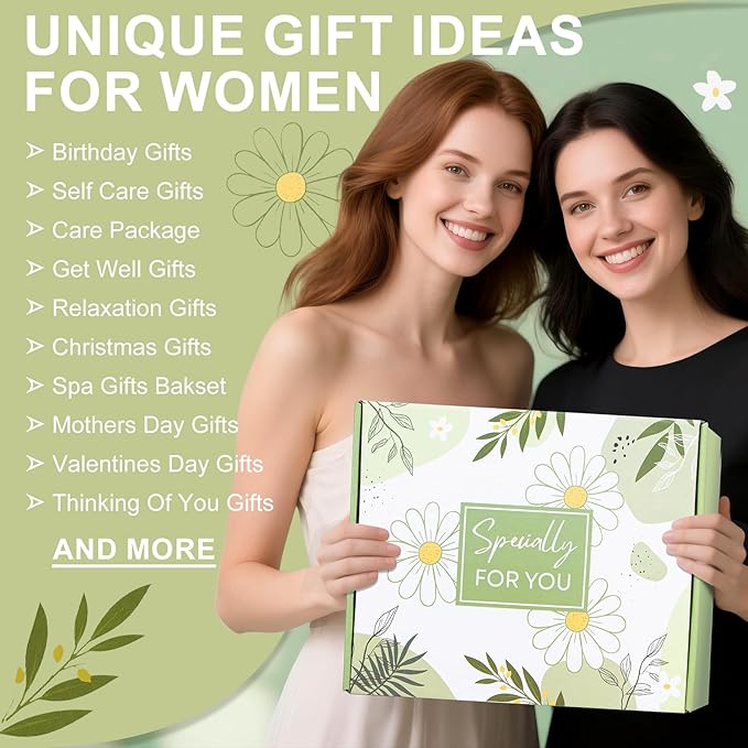 Birthday Gifts for Women, Self Care Gift Get Well Soon Gifts Basket for Women, Flower Relaxing Spa Gift Basket Bath Set,Unique Luxury Self Care Box Gift for Mom Her Wife Sister Girlfriend, Girl Friend