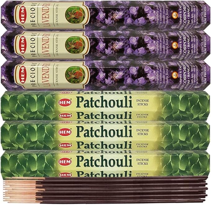 Patchouli Incense Sticks and Precious Lavender Incense Sticks with Incense Holder Bundle for Spiritual Décor and Home Fragrance