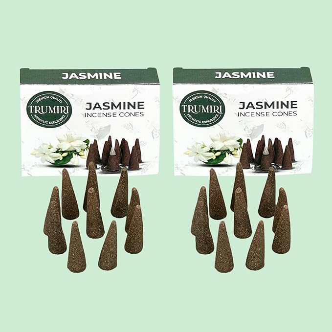 TRUMIRI Jasmine Incense Cones - Total 20 Cone Incense - Dual Pack of 10 Insence Cones - Incense Cones Scented - Cone Incense Scents - Insense Cones - Incent Cone TRUMIRI