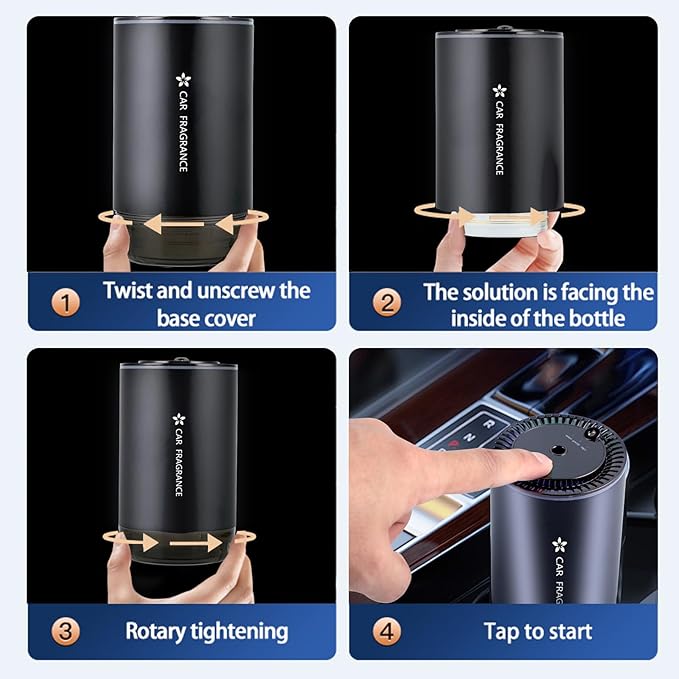 Smart Car Air Freshener Diffuser with Starry Sky Projection and 50ml Perfume, 3 Mode Adjustable Rechargeable Car Aroma Diffuser,Auto On/Off Intelligent,Cologne - Bloomnest