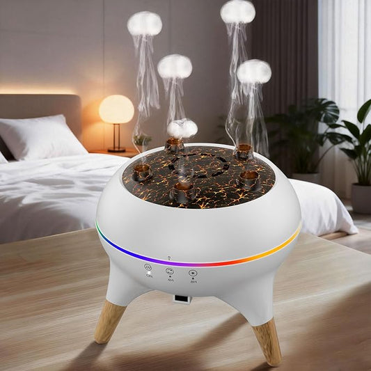 Morbou Essential Oil Diffuser Jellyfish Mist Dancing with Music Aromatherapy, 7 Colorful Lights Hotel Collection Diffuser Oils Scents for Home, Extra 2 * 10ml Essential Oils - Bloomnest