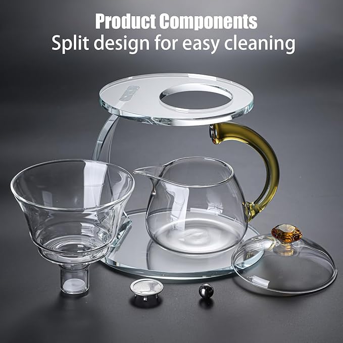 Semi Automatic Tea Set, Lazy Kungfu Tea Set, Lazy Kung Fu Drip Teapot, Magnetic Tea Pot With Magnetic Ball, Heat Resistant Gongfu Glass Teapot Set, Gift For Fathers Day, Thanksgiving Birthdays - Bloomnest