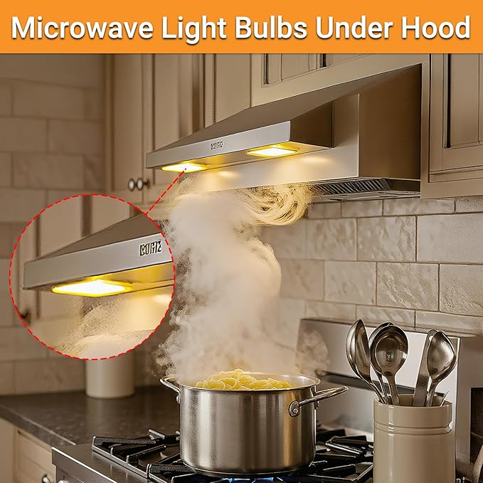 Microwave Light Bulbs Under Hood 8206232A E17 LED Bulb Compatible with Whirlpool Microwave Light Bulb Maytag GE Kenmore Amana 40W Equivalent Appliance Bulb 4W 300LM 2700k CRI90-2 Pack - Bloomnest
