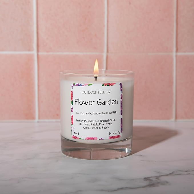 Outdoor Fellow Flower Garden Candle, 8oz, Lilac & Jasmine, 50-Hour Burn Time, Spring Scented Candle, Relaxing Fragrance, Elegant Gift for Any Occasion - Bloomnest