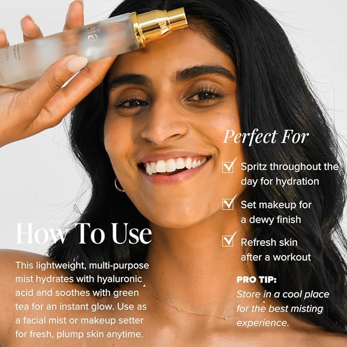 Beia Setting Spray with Hyaluronic Acid for Sensitive Skin - Hydrating Face Mist for Early Morning & Post Shower Glow - Moisturizing Finishing Spray for Makeup - Non Comedogenic Travel Size 0.5 Fl Oz - Bloomnest