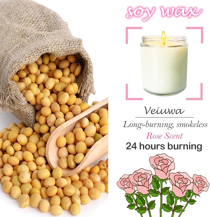 12 Pcs 8 Oz Bulk White Soy Candles,Rose Scented Candles Set,Bulk Aromatherapy Candle,Great Stress Relieving Scented Candle for Girls as a Gift for Birthdays, Weddings and More! - Bloomnest