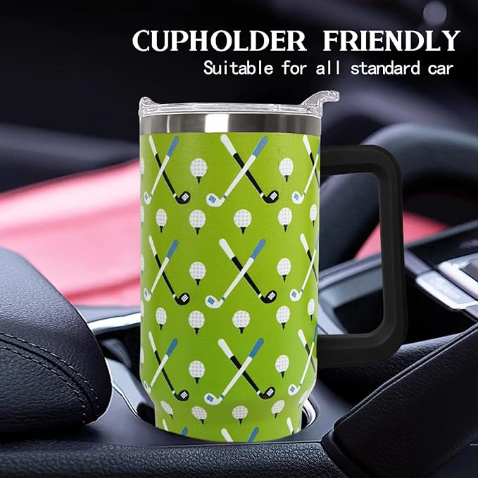 Ceovfoi 40 oz Golf Coffee Mug Cup Vacuum Insulated Travel Tumbler with Handle Lid and Straw,Golf Coach Gifts,Accessories Stuff - Bloomnest