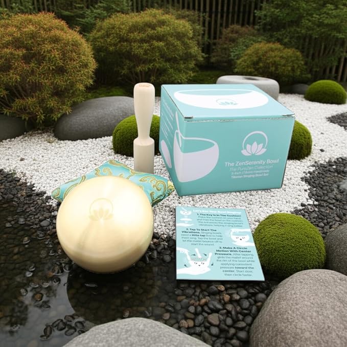 Tibetan Singing Bowl Set – Portable Handcrafted Sound Bowl for Meditation, Chakra Healing, Yoga, Stress Relief -ZenSerenity Bowl – Lotus Edition - by Circle Up - Bloomnest