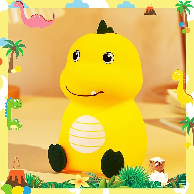 Night Light for Kids Cute Dinosaur Night Light,16 Colors Silicone Dimmable Baby Night Lights for Nursery, Rechargeable Nightlight for Kids Room,Gifts Stuff for Boys Girls Baby,Toddler Decor - Bloomnest