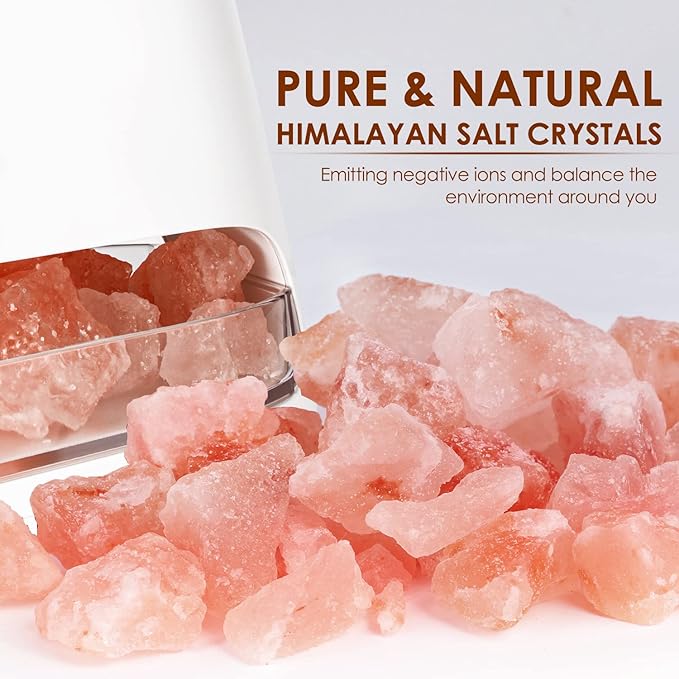 SALKING 2-in-1 Himalayan Salt Lamp & Ultrasonic Essential Oil Diffuser, Aromatherapy Diffuser Cool Mist Humidifier, Original Salt Therapy Lamp, 100% Pure Himalayan Salt, Ambient Glow, 150ml (White) - Bloomnest