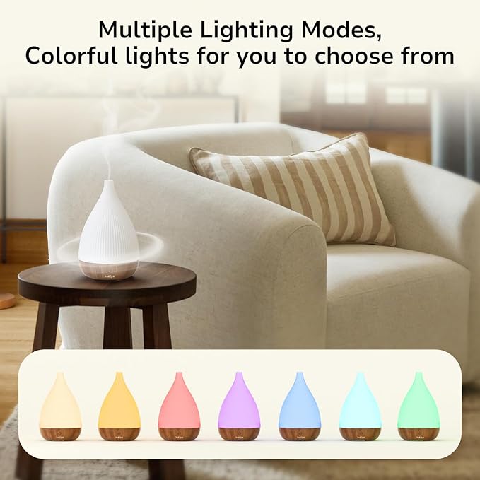 Ultrasonic Essential Oil Diffuser, Home Fragrance Aroma Diffuser with Auto Shut-Off, 8-Color Night Light & Ultra-Quiet Operation, BPA-Free Portable Aromatherapy Humidifier for Home (Dark) - Bloomnest