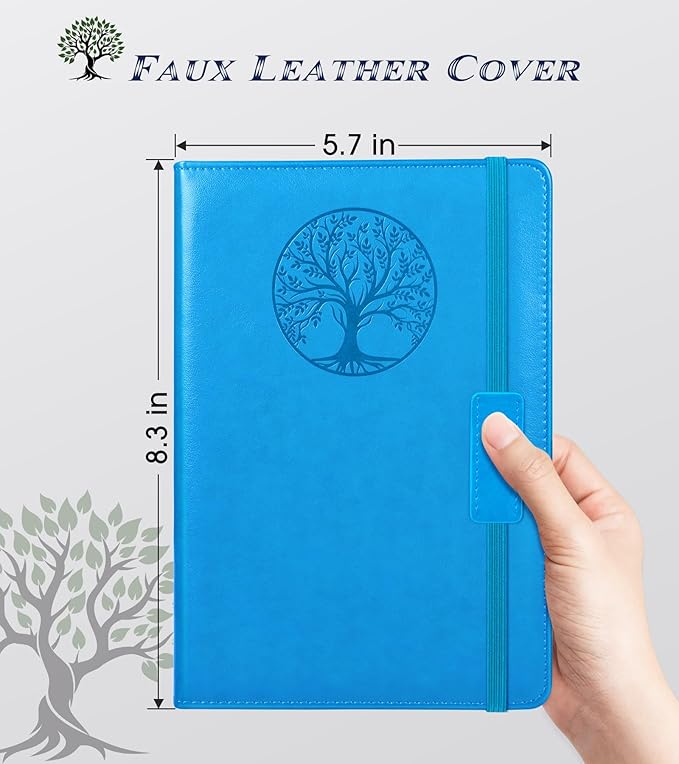 Lined Journal Notebook for Women Men,256 Pages A5 Hardcover Leather Journals for Writing,Travel,Business,Work & School,College Ruled Notebooks for Note Taking,Diary Notepad 5.7"×8.3" blue - Bloomnest