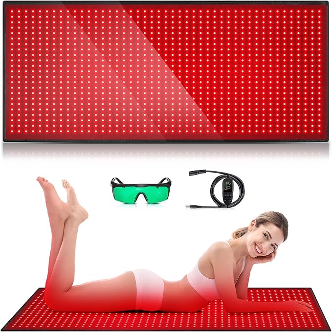 Red Light Therapy Mat for Body, 71"x 31" Red Light Therapy Blanket Red Near Infrared 660nm 850nm Full Body Pad, 1280 LEDs Infrared Light Therapy for Body for Pain Relief, Improved Sleep GMOWNW
