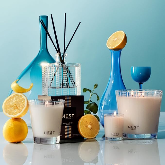 NEST New York Scented Classic Candle, Amalfi Lemon & Mint - 8.1 oz - Up to 60-Hour Burn Time - Reusable Glass Vessel - Bloomnest