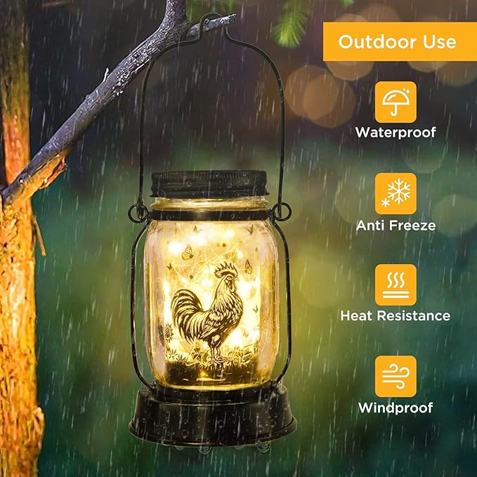 Chicken Gifts for Women/Men Cock Lovers Solar Lantern Mom Birthday, Mothers Day, Christmas Gifts, Solar Garden Decoration Outside for Yard, Patio,Backyard,Porch, Torches - Bloomnest